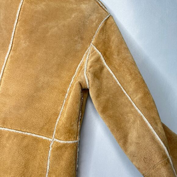 EMC Brown Leather Suede Zip Fur Lined Jacket Size Medium - Picture 11 of 14